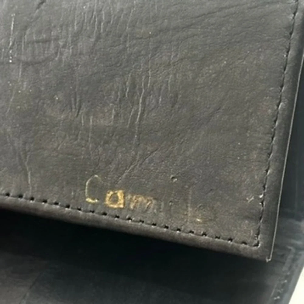 Black Leather Trifold Wallet Card Holder Artisan Nicaraguan Made - Engraved Name